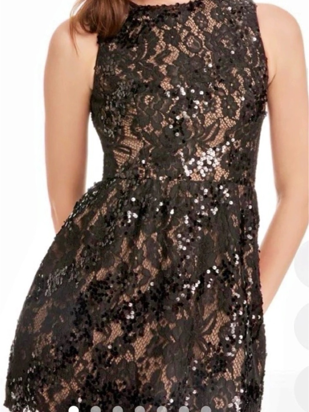 Dress the Population Jackie Sequin Lace Mini Dress Black